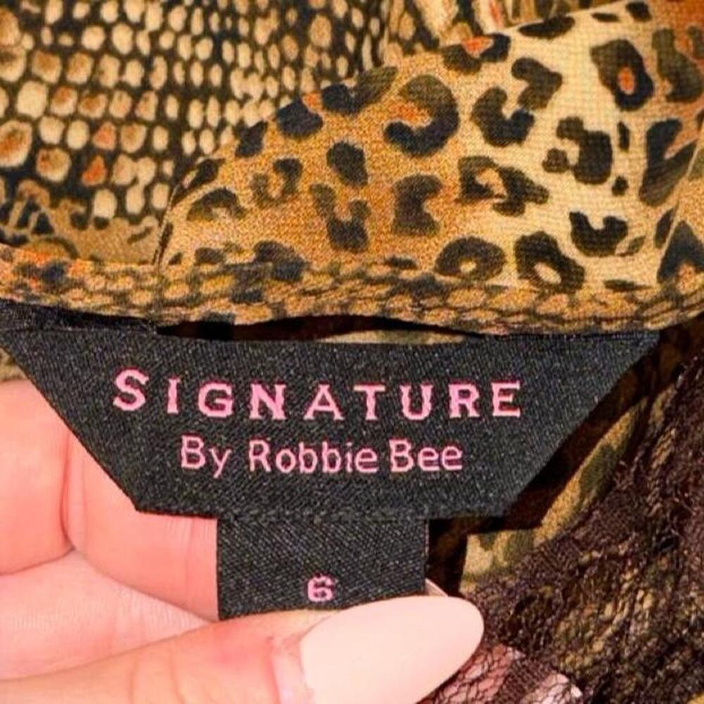Vintage 90s Robbie Bee Animal Print Chiffon A Line Luxury Maxi Dress Size 6 - Picture 6 of 8